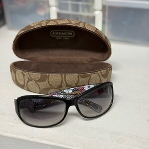 Coach Black Sunglasses with Colorful Patterned Arms